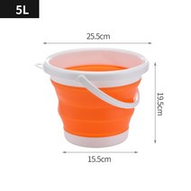 휴대용 접이식 플라스틱 세차버킷돌리 양동이 두꺼운 여행 야외 낚시 소켓 가정용, 8 Orange 5L