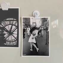 냉장고 사진/메모용 자석 집게 홀더 5개 (3색) 소품 접착 키 벽면 걸이 핀, 원형 블랙(5개입)