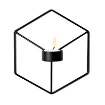3D 기하학 촛대 금속 벽 촛대 Sconce Tealight 북유럽, 검은 색
