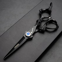 미용 이발사 가위 세트 스테인레스 5.56789 인치 이발 전문 이발소 440c 이발 살롱 커팅 숱, 5.5인치 컷 블랙