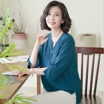 쉬즈마담 T56377 방울짚업 롤업 블라우스 엄마옷 중년여성옷