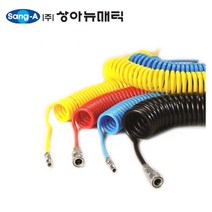 상아뉴매틱 폴리우레탄코일튜브 AC 0805-50 8x5 5M 상아 에어 호스 우레탄호스 (카플링포함) 노랑 파랑