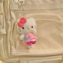 Sanrio-버거 Kt 고양이 시나모롤 플러시 인형 일본 귀여운 만화 애니메이션 마이 멜로디 가방 펜던트 소녀 하트 키 체인 생일 선물, About 10cm, 02 kt pink skirt