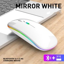게이밍마우스 게임용 컴퓨터 블루투스 무선 마우스 게이머 충전식 컴퓨터 RGB LED 백라이트 인체 공학적 게, 01 White, 한개옵션1