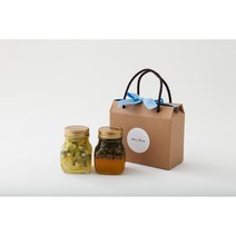 수제청 유리병 250ml 500ml 1구 2구 포장 선물 상자, 250ml 2구 크라프트 리본상자