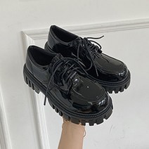 따봉오빠 4cm 여성 와일드 투박 워커 단화 로퍼 샤이니블랙(DB111)