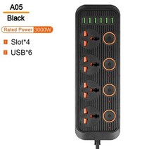 범용 콘센트 전원 스트립 Multiprise 스마트 홈 전기 소켓 코드 USB AC 별도 제어 어댑터, 03 A05 Black_03 Eu 플매트 카펫 러그