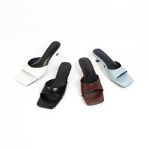 [신난다슈] 슬리퍼 힐 4cm 여성 키높이 뮬 슬리퍼 샌들 블로퍼 발편한 스퀘어토 미들힐 키튼힐 데일리샌들