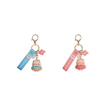 러키라이프 귀여운 아기 돼지 캐릭터 키링 2P 세트, 도넛