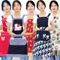 국산 옥스포드면100% H형 캐릭터앞치마 10종 카페 바리스타 업소용 주방 미용 예쁜앞치마, 하우스앞치마, 핑크
