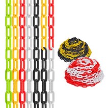 플라스틱 체인 사슬 1m 주차금지 차단 안전 바리케이트 줄 라인 줄띠 형광 야광 고리, 레드+화이트 8mm 1m, 1개