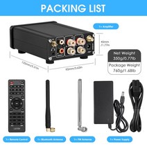 앰프 용품 Douk Audio-HiFi 160W 디지털 앰프 스테레오 블루투스 5.0 수신기 데스크탑 헤드폰 앰프 USB 음악 플레이어 FM 라디오, 01 With Power Supply