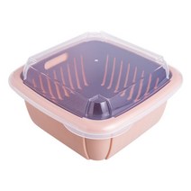 이중 덮개 배수 바구니 냉장고 신선도 유지 과일 바구니 가정용 채소 신선도 유지 박스 주방 도구, 규격 없음, 분홍색