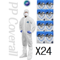 24벌 1박스 원피스작업복 일회용작업복 부직포 방진복 분진복 방역복 보호복 위생복 위생가운 일체형 흰색 화이트, 1박스/24벌-PP원피스작업복-흰색-XL, 24개
