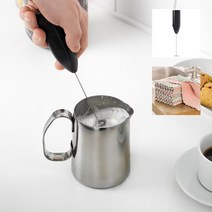[무료배송]이케아온라인몰 PRODUKT 카페라떼 미니전동우유거품기+행주, 블랙+행주