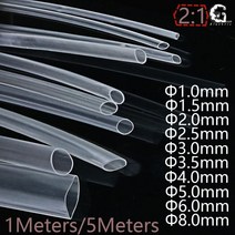 열 수축 튜브 필름 전선 1mm 1.5mm 2mm 2.5mm 3mm 3.5mm 4mm 5mm 6mm 8mm 투명 투명 슬리빙 랩 와이어 키트 38, 1미터