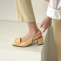 클라멘 골드 리본 슬링백 미들힐 5cm