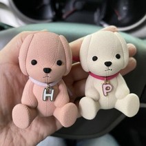 차량용 강아지 이니셜 석고 자동차 방향제, 노랑, 원형, 가든파티, 1개