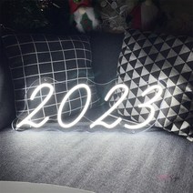 네온간판 LED 네온 사인 벽걸이 방 장식 2023 숫자 조명 재미있는 홈 스토어 게임방 벽 선물, 01 40X14.5 CM_06 purple