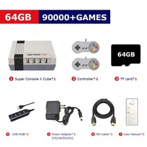 슈퍼 콘솔 X 큐브 레트로 비디오 게임 PS1/PSP/ N64/아케이드 휴대용 플레이어 플러그 앤 117000, CHINA_64G-Wired-2 | AU Plug