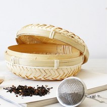 티백 보관 뚜껑있는 대나무 채반 튀김바구니 전 소쿠리 부침개 플레이팅