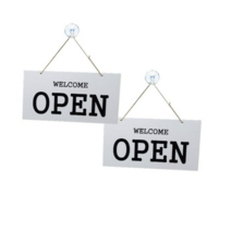 오픈 클로즈 블랙 + 화이트 안내 표지판 양면용, OPEN, CLOSED, 4개