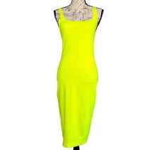 자라 | 네온 옐로우 풀오버 스트레치 핏 민소매 드레스 | L 사이즈 미니 루즈핏