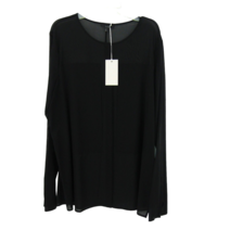 COS Silk Blend Black Sheer Blouse Top Size US 12 Hidden Button Front New Tag 185017