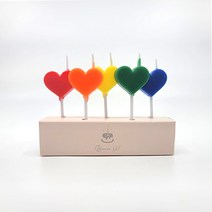 보니스유 하트초(5개입) 귀여운 생일 파티 케이크 초 캔들, 10세트, 무지개
