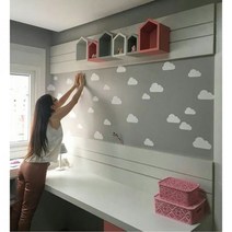 만화 구름 벽 스티커 어린이 아기 방 창 크리스마스 장식 껍질 스틱 아트 벽화 벽지에 대한 14 색, 6cmX10cmX16pcs, Yellow