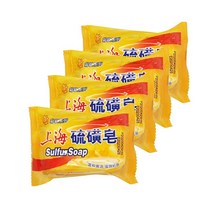 BEE & FLOWER 상하이 유황 비누 10% 유황 비누 페이스 앤 바디 바 비누 96.4g(3.4온스) (4팩), 3.4 Ounce (Pack of 4)