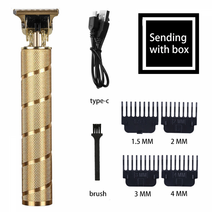 Modlauna 빈티지 이발기 이발소 가정용 이발기 전문남성 방수 이발기, C, USB 충전식