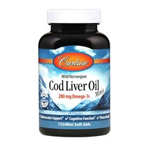 와일드 노르웨이 대구간유 오메가-3s 280 mg 100 미니 소프트젤, 1개, 100정