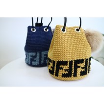 [코바늘DIY] 손뜨개 팬디백 DIY패키지 코바늘가방 버킷백패키지, 오렌지+블랙