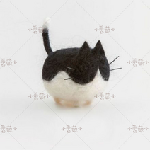 고양이 양모펠트 니들 퀼트 키링 목덜미잡힌 동물 초보 도안 만들기 바느질, 흑백 고양이