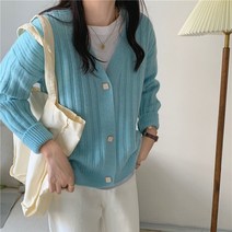 박시 봄가을 여성의류 여자스웨터코디 니트가디건코트 와이드 루즈핏 소프트스타일 겨울 상의 핏아우터 3848018548, M, 라이트블루