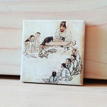 BooKiss 명화 타일 마그넷 단원 김홍도 서당 명화타일냉장고마그, 단품