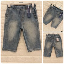 [에꼴리에] 22년 여름신상! **30% 세일~ 빠른 배송** 품질 가성비좋은 주니어 남아용 멋스럽고 편안하며 시원하고 코디가 쉬운 6부 기장 밴딩 구제 아이스진 청바지
