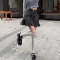 얼굴스팀기 페이스스티머 미스트기 피부관리기 여성 하이웨이스트 데님 스커트 내피 있음 날씬해 보이는, 02 Black_06 L