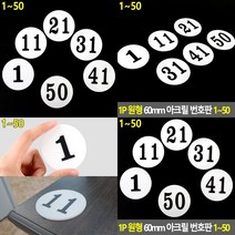 원형숫자판 번호스티커 60MM 숫자안내판 원형번호판 사물함번호표, 18