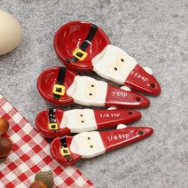 산타 핸드페인팅 세라믹 계량컵 계량스푼 인테리어 소품, 산타측정스푼