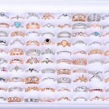 레이어드링 웨딩 파티 선물 믹스 스타일 20pcs 여자 패션 크리스탈 금속 보석 반지의 팩 페이드