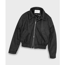 [빠른출고]/PLACE STUDIO 비건 투웨이 블루종 스웨이드 밴딩 점퍼 자켓 [블랙] Vegan Two-way Blouson Suede Banding Jumper Jacket