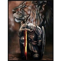 보석십자수 창업 도구 사자 양과 십자가 예수 5d 다이아몬드 페인팅 기독교 신 기호 전체 드릴 자수, 11_25x20cm 라운드