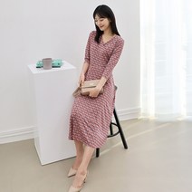 프롬코 여성 봄 여름 화사한 스판 랩 셔링 롱 원피스 FRC9