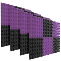 흡음패널 흡음보드12/18Pcs 25x25x5cm 스튜디오 음향 방음 폼 피라미드 소음 사운드 흡수 처리 패널 벽, 09 Black Purple_02 18pcs