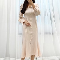 스토리원 여성 라운드카라 머메이드 미디 롱 원피스 RKWM-OP164