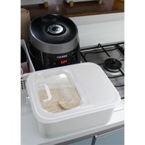 컴팩트 화이트 쌀통 쌀보관통 사료보관통 사료통 쌀독