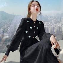 ForU 항공배송 니트 원피스 2021 가을 겨울 가을신상 달콤한 기질 영영 블랙 스웨터 원피스