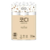 코디 코튼화이트 3겹 롤화장지 30m, 1롤, 30개